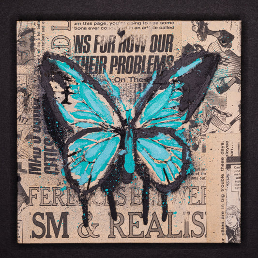 Original Teal Butterfly Painting